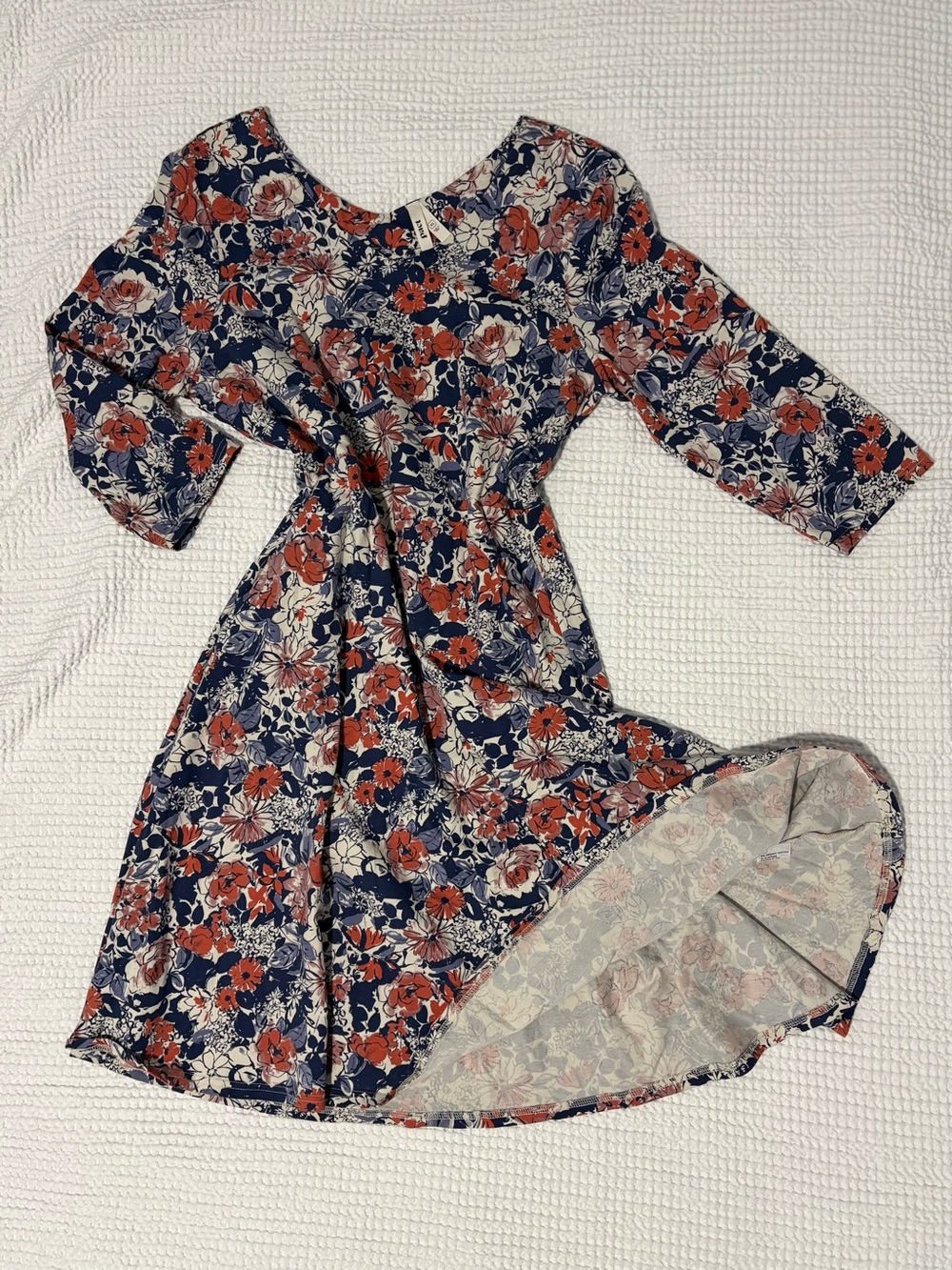 Pact Navy, Rust & Cream Floral Dress